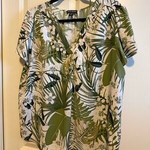 Hilary Radley Tropical Green and White Blouse